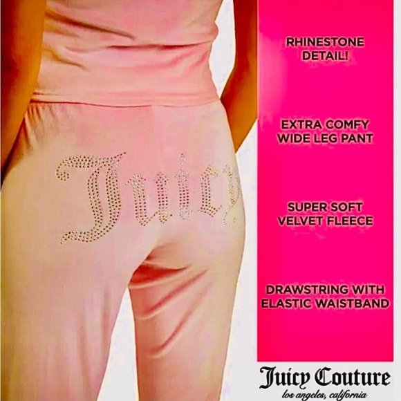 New Juicy Couture Pink Velour Bling Top & Pants 2 Piece Set - Picture 6 of 17